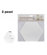 2 Pz Specchio Adesivo Esagonale Adesiva Murale Arredamento Casa 21x18x10cm 70875         