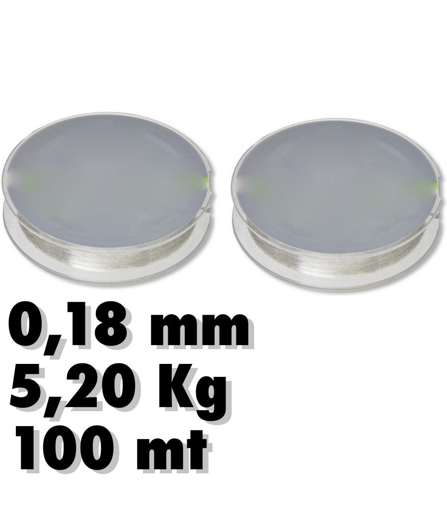 2 Rotoli Lenza 0.18mm 5.20kg 100 Metri Ciascuno Carbonio Pesca Super Resistenza         