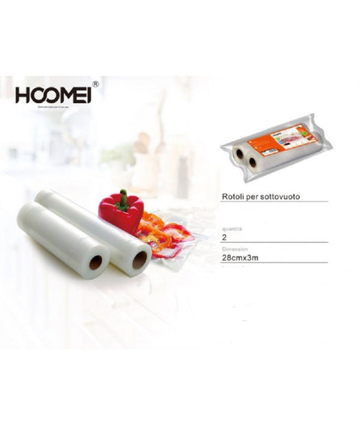 2 Rotoli Per Sottovuoto 28x300cm Alimenti Sacchetti Conservazione Frutta Verdura         