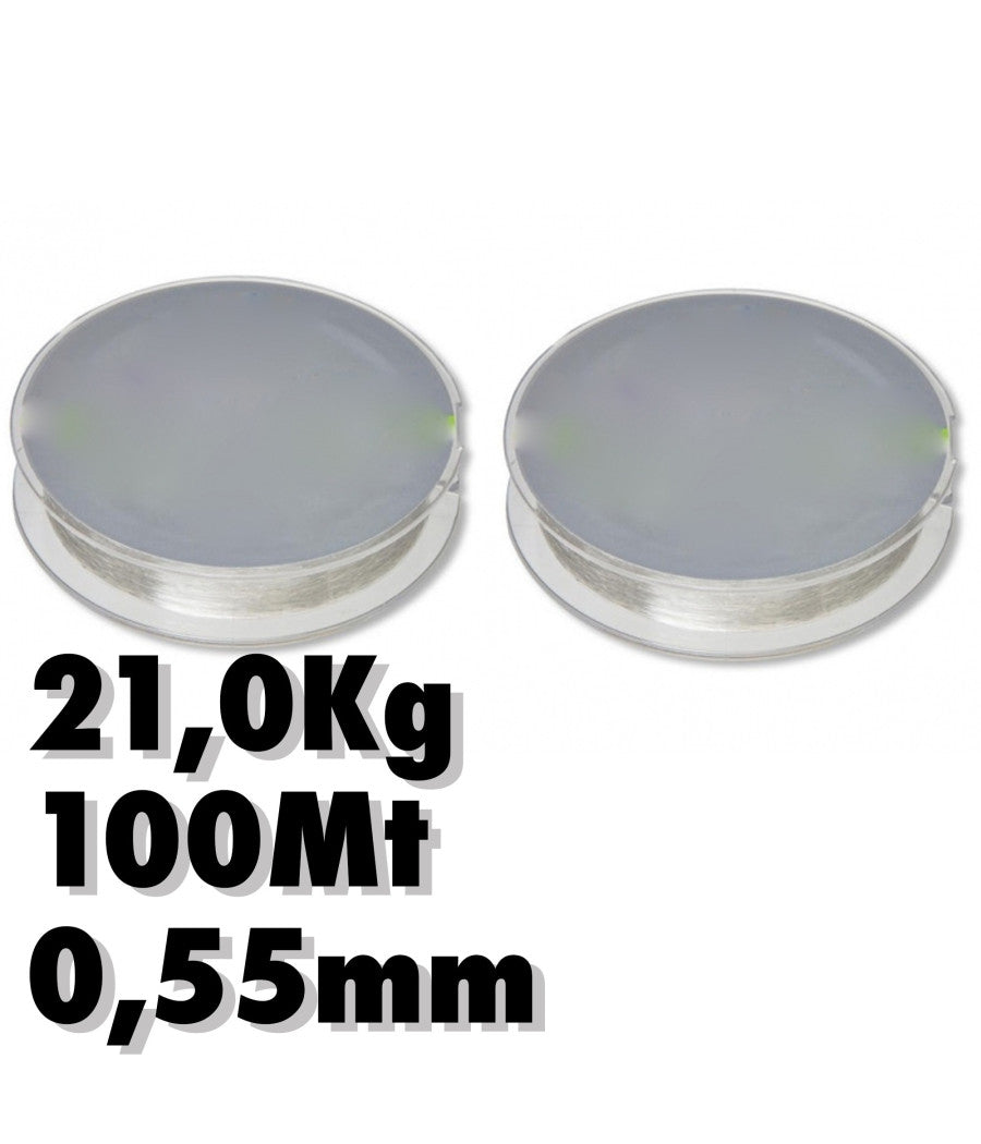 2 Rotolo Lenza 0.55mm 21.0kg 100 Metri Ciascuno Carbonio Pesca Super Resistenza         