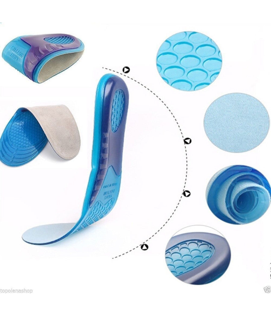 2 Solette Gel Memory Foam Massaggianti Plantare Silicone Supporto Scarpe Uomo         
