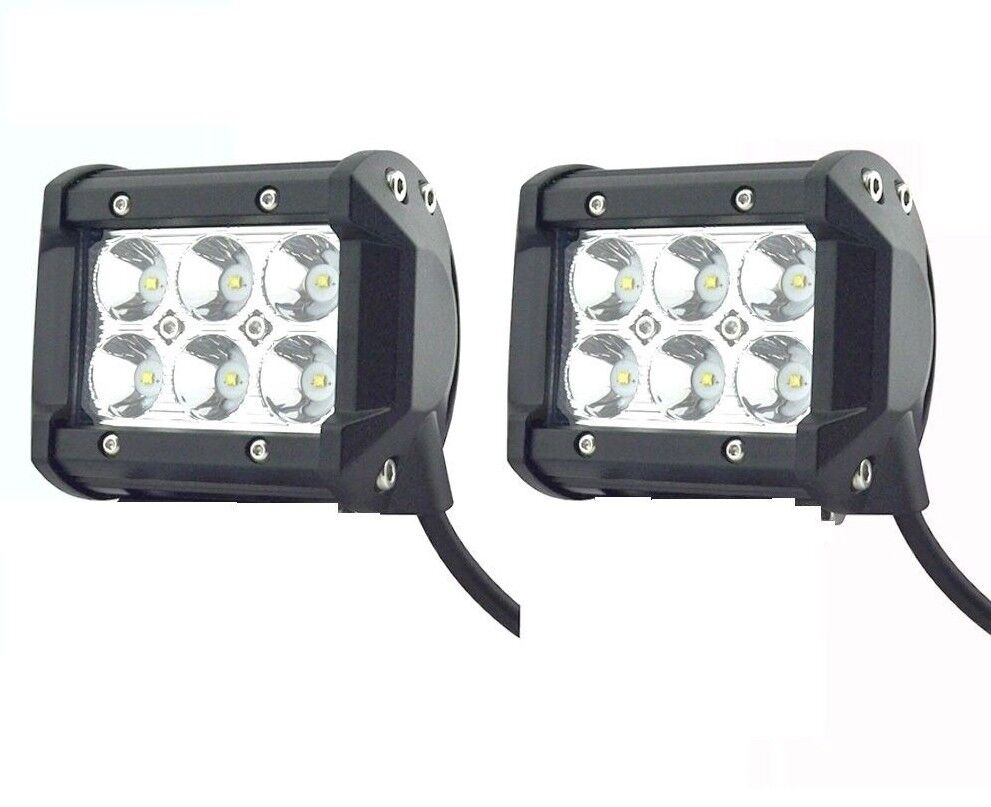 2 x FARO SUPPLEMENTARE PROFONDITA AUTO FUORISTRADA 12V 18W 6 LED RETTANGOLARE