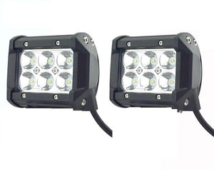 2 x FARO SUPPLEMENTARE PROFONDITA AUTO FUORISTRADA 12V 18W 6 LED RETTANGOLARE