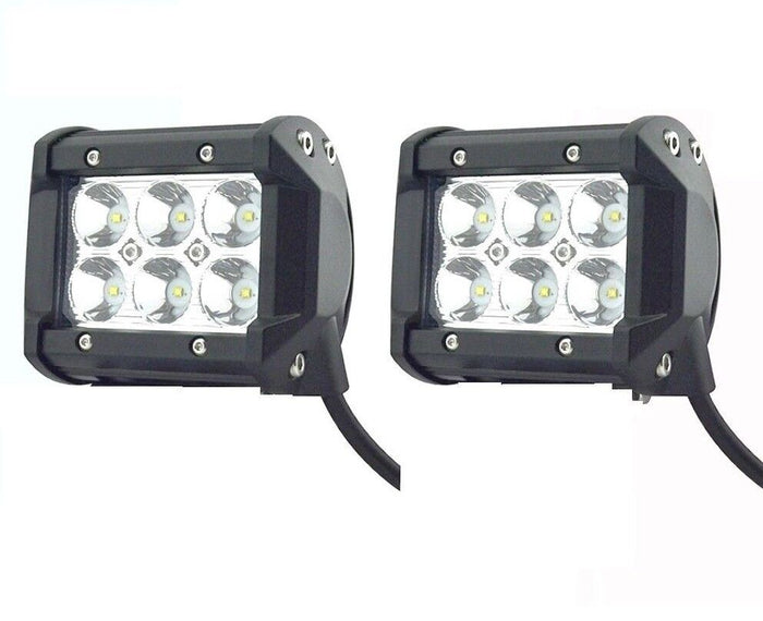 2 x FARO SUPPLEMENTARE PROFONDITA AUTO FUORISTRADA 12V 18W 6 LED RETTANGOLARE