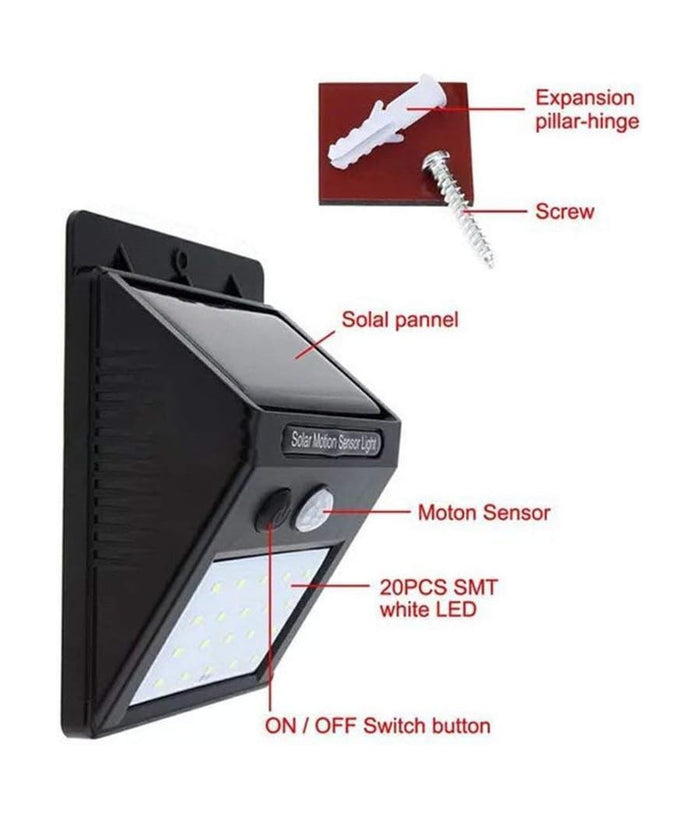 2 X Faro Solare Da Esterno Faretto Fotovoltaico + Sensore Lampada Led         