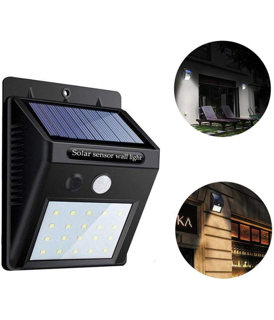 2 X Faro Solare Da Esterno Faretto Fotovoltaico + Sensore Lampada Led         