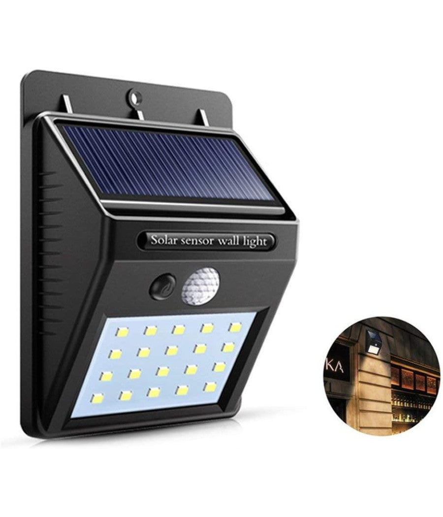 2 X Faro Solare Da Esterno Faretto Fotovoltaico + Sensore Lampada Led         