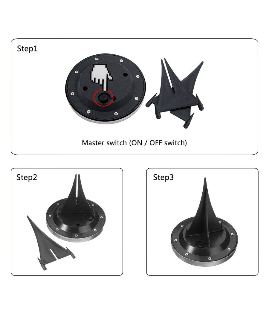 2 X Lampada Luce Led Solare Disk Lights Esterno Giardino Waterproof Segna Passo         