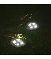 2 X Lampada Luce Led Solare Disk Lights Esterno Giardino Waterproof Segna Passo         