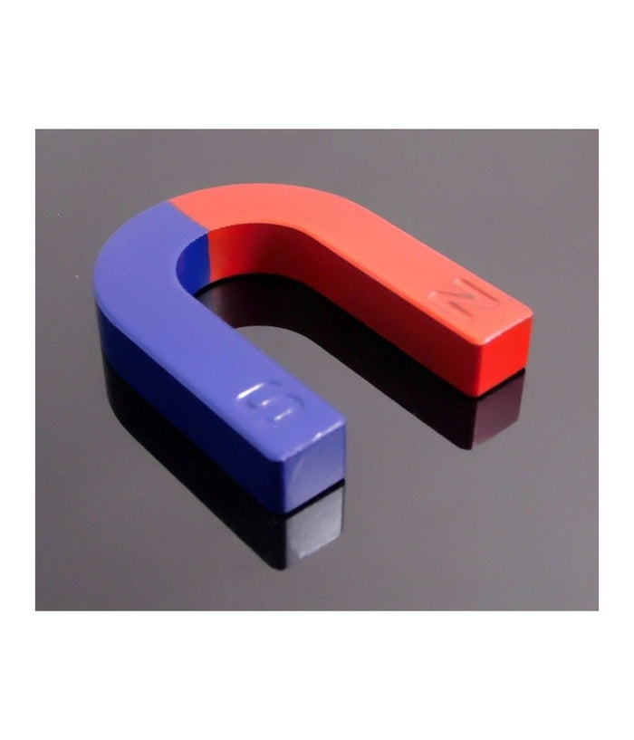 2 X Magnete Didattico Calamita 30mm A Forma Di U Positivo E Negativo Nord Sud         