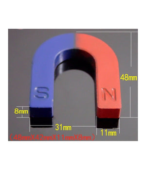 2 X Magnete Didattico Calamita 30mm A Forma Di U Positivo E Negativo Nord Sud         