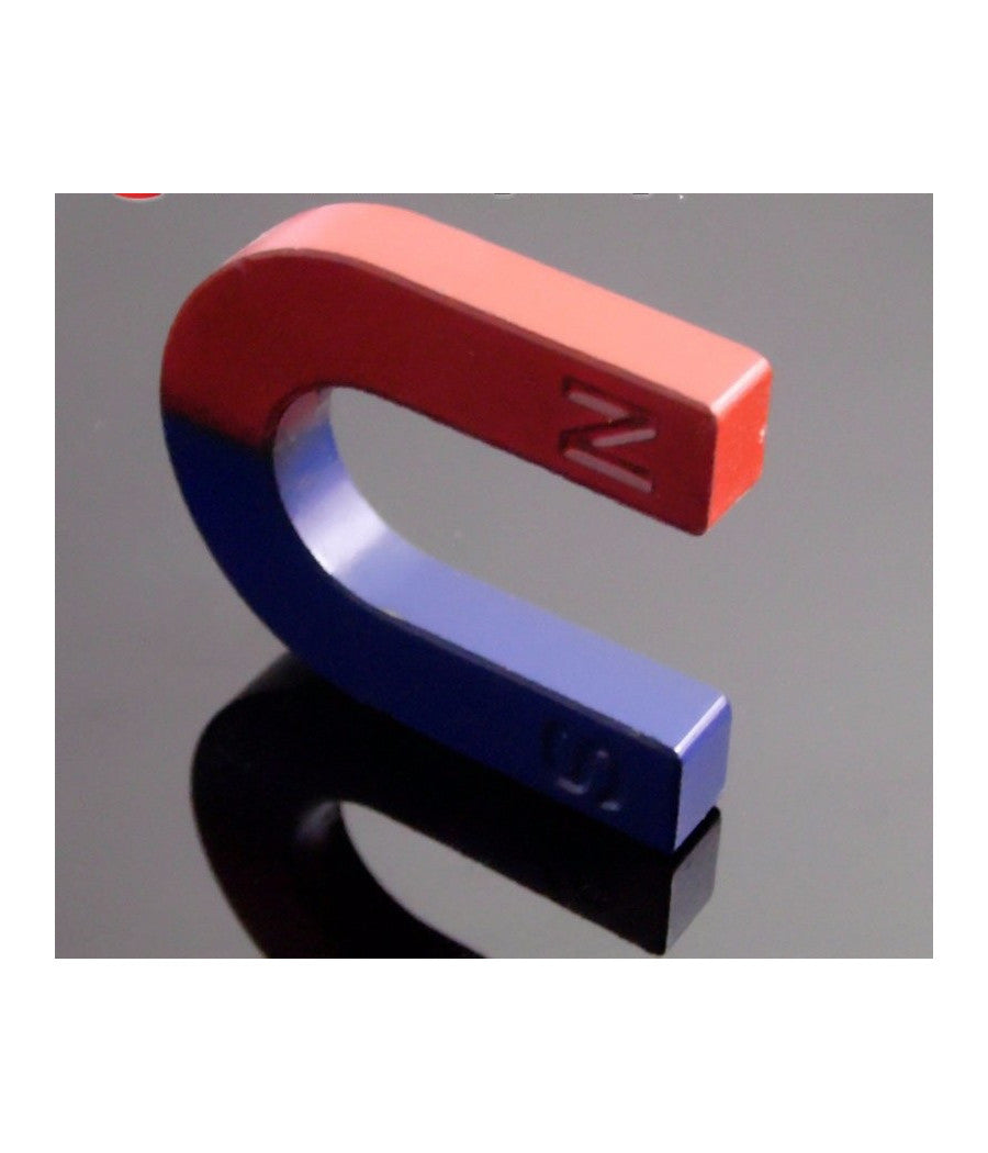 2 X Magnete Didattico Calamita 30mm A Forma Di U Positivo E Negativo Nord Sud         