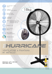 CFG Ventilatore A Piantana in Metallo 170w Ø 71 Oscillante Hurricane New Ev065