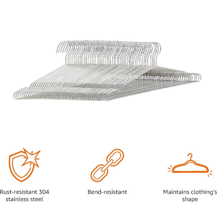 20 Grucce per Lavanderia 40cm Salvaspazio in Metallo Cromato con Spalline 1045