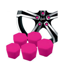 20 Copribulloni Copri Bulloni Dadi Silicone Fluorescenti Fucsia Cerchi Ruota         