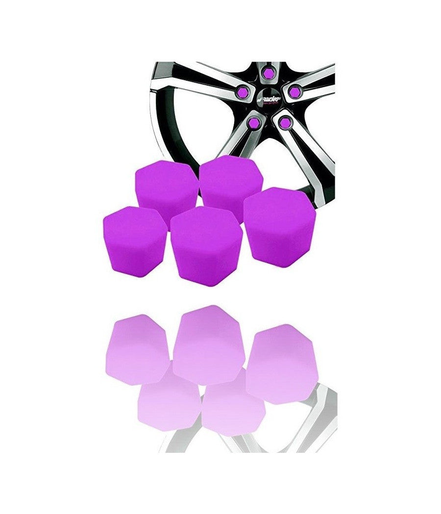20 Copribulloni Copri Bulloni Dadi Silicone Fluorescenti Viola Cerchi Ruota         