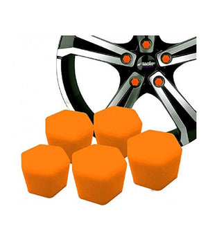 20 Copribulloni Dadi Universale Silicone Fluorescenti Arancione Ruota Copertura         