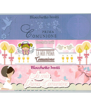 20 Invito Inviti In Carta 16x7cm Biglietto Biglietti Per Prima Comunione Femmine         