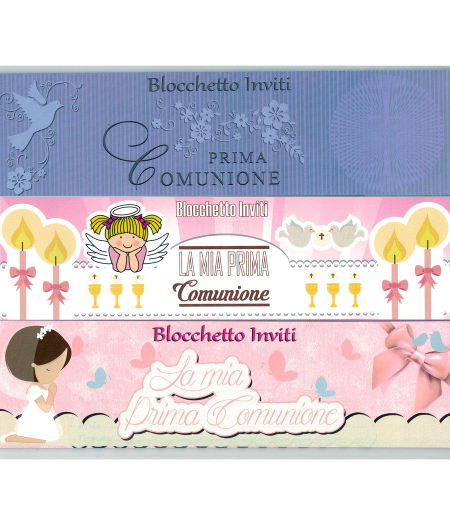 20 Invito Inviti In Carta 16x7cm Biglietto Biglietti Per Prima Comunione Femmine         