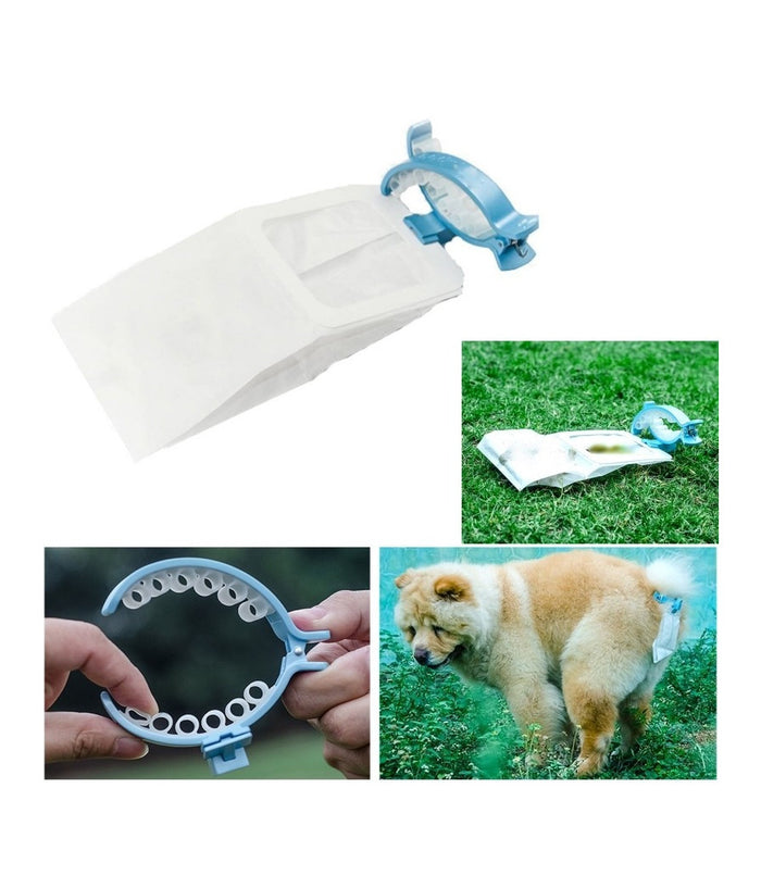 20 Sacchetti Con Pinza Clip Coda Bustine Tg S/m Per Escrementi Raccolta Feci         