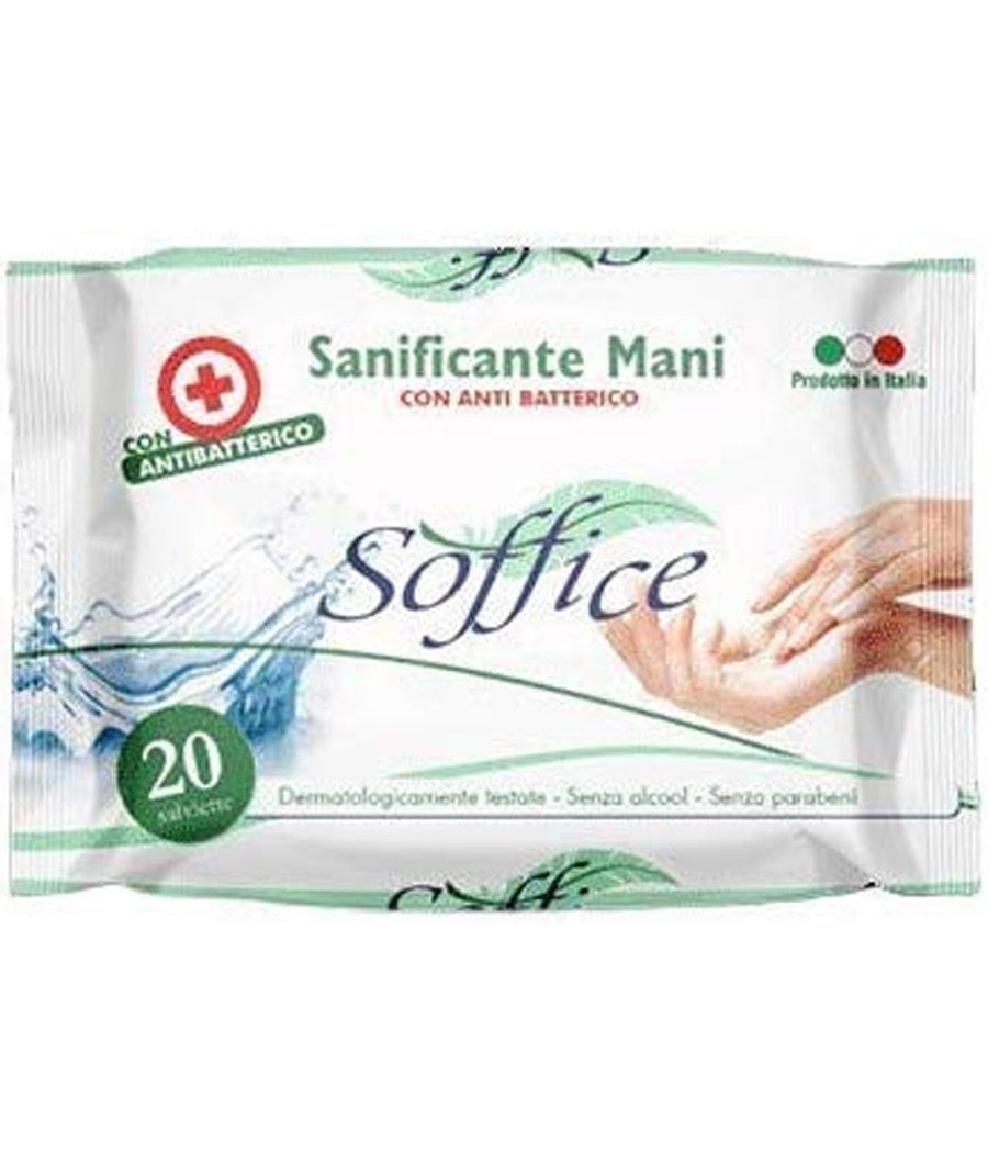 20 Salviette Sanificante Igienizzante Per Mani Con Antibatterico Senza Alcool         