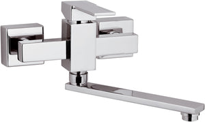 Rubinetto lavello o lavatoio a muro a bocca girevole squadrata - serie qubika