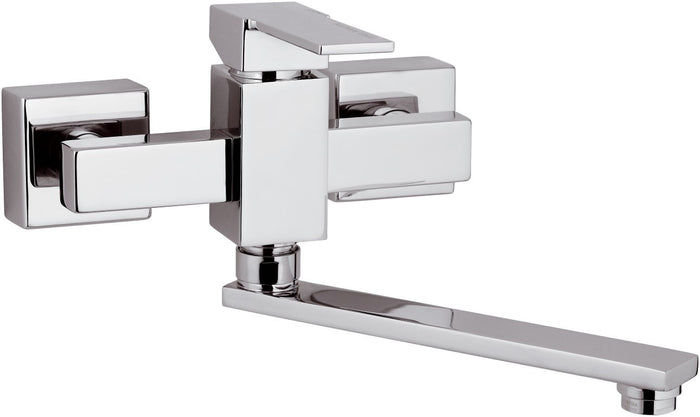 Rubinetto lavello o lavatoio a muro a bocca girevole squadrata - serie qubika