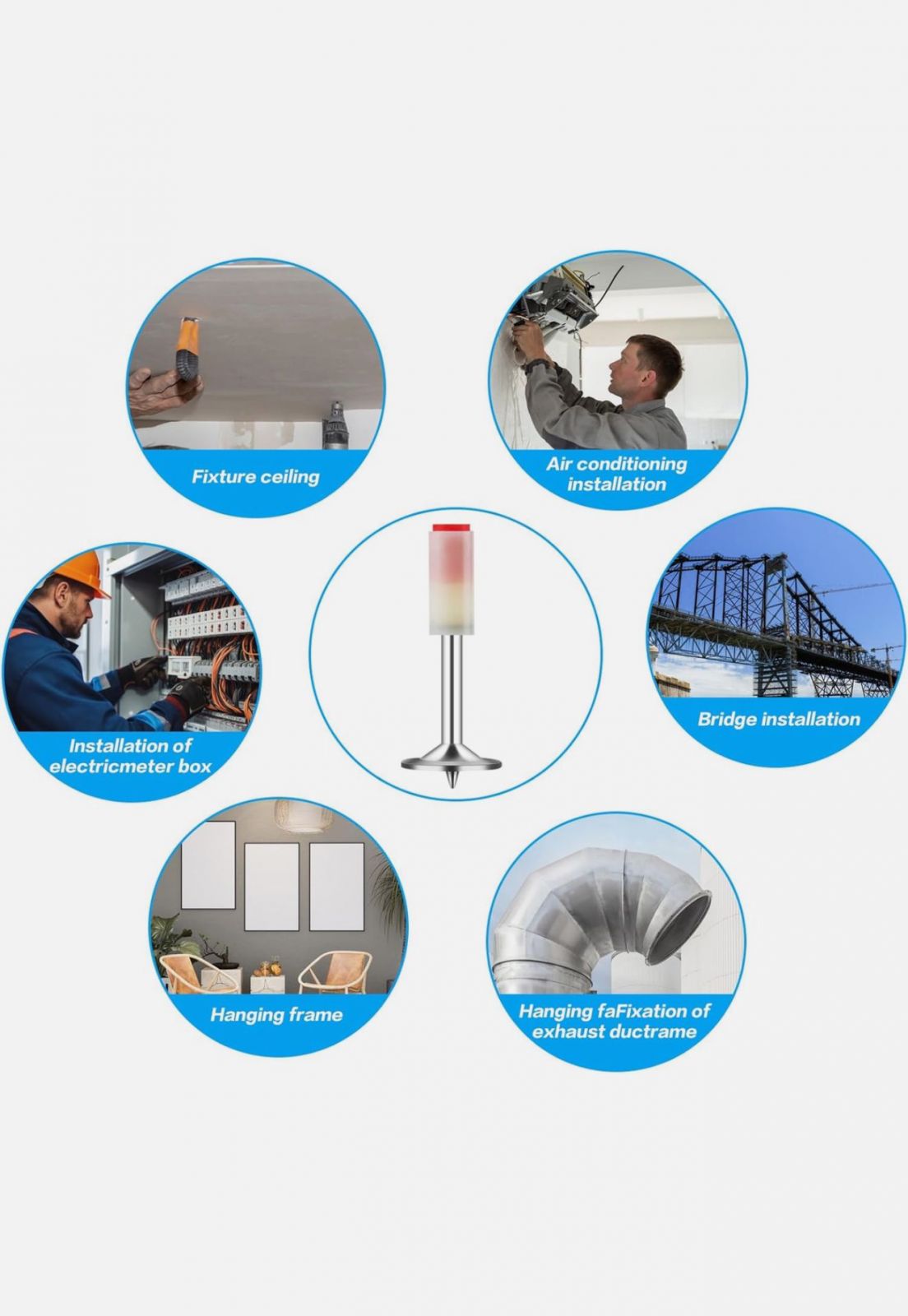 200 Chiodi per Sparachiodi Tondi in Acciaio di 7,3 mm per Sparachiodi a Mano