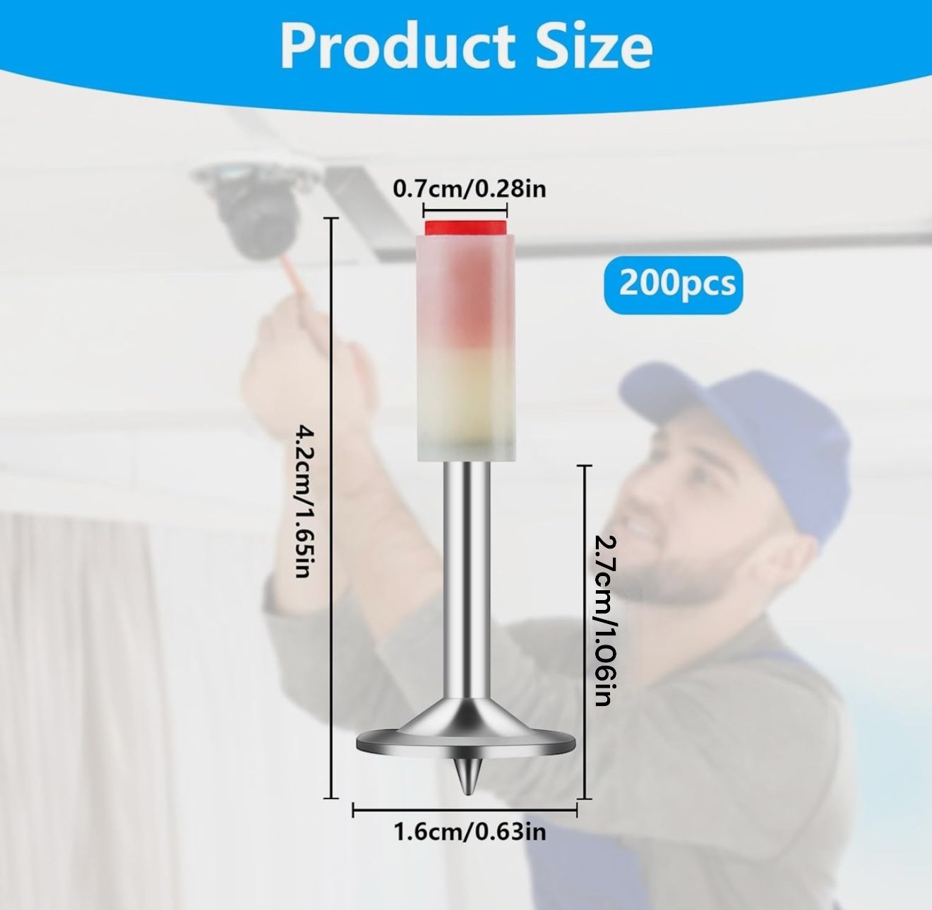 200 Chiodi per Sparachiodi Tondi in Acciaio di 7,3 mm per Sparachiodi a Mano