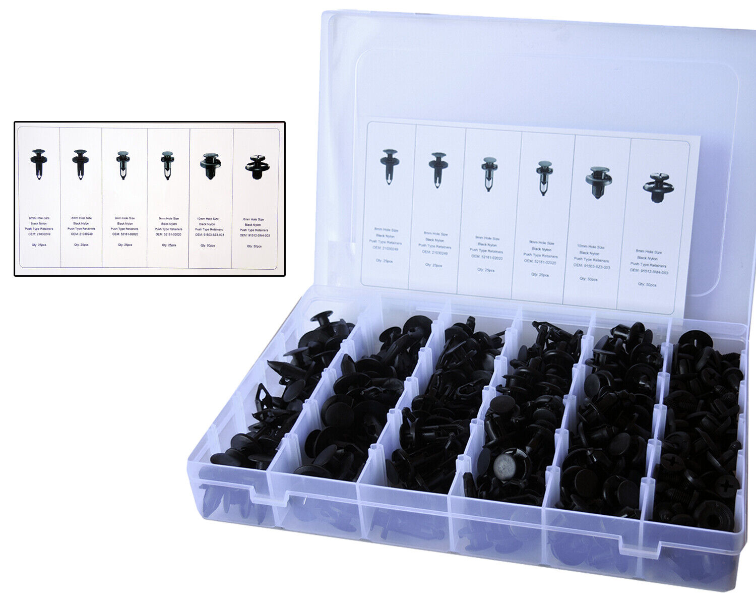 200 PZ PLASTICA TRIM CLIP RIVETTI CLIP KIT Fermi di Spinta per Auto paraurti