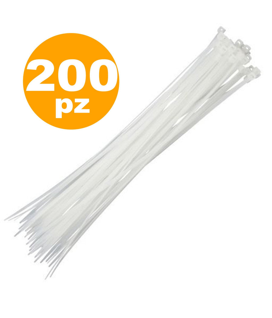 200 Fascette Fascetta Autostringenti 2.5x100 Auto Stringenti Bianco Trasparente         