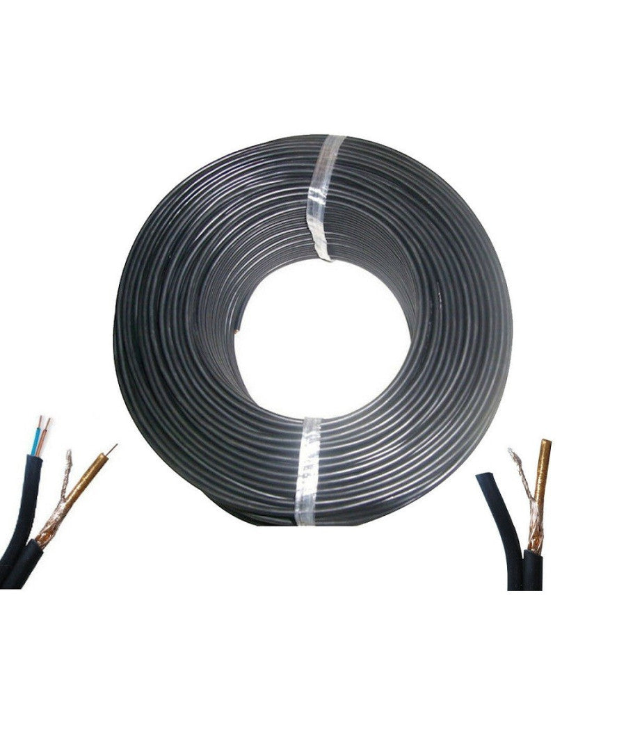 200 Metri Matassa Cavo Video Coassiale Rg59+2c + Alimentazione 2 Fili Telecamere         