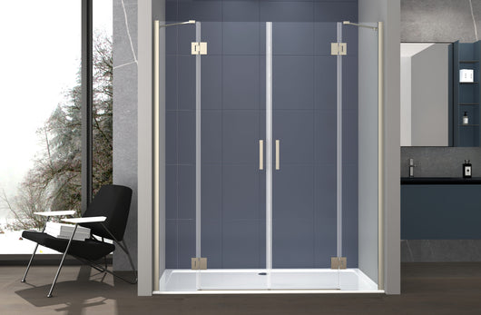 Nicchia Doccia 140 cm Saloon DOPPIO BATTENTE Cristallo Temperato 6mm Profilo SATINATO H200 cm LENA