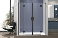 Nicchia Doccia 220 cm Saloon DOPPIO BATTENTE Cristallo Temperato 6mm Profilo NERO OPACO H200 cm LENA