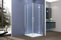 Box doccia angolare 110x110 cm apertura due ante battenti H200 cm cristalli trasparente 6 mm profilo SATINATO GIOIA