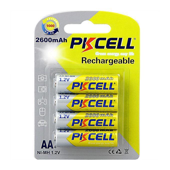 Pkcell batterie ricaricabili stilo AA ni-mh 2600 mah 1,2 v blister 4 pezzi