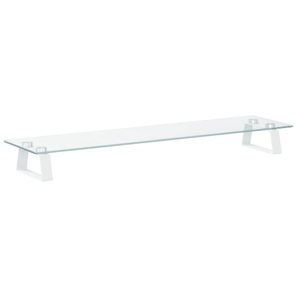 Supporto per monitor mobile da scrivania 80 x 20 x 8 cm vetro temperato e metallo bianco 02_0044901