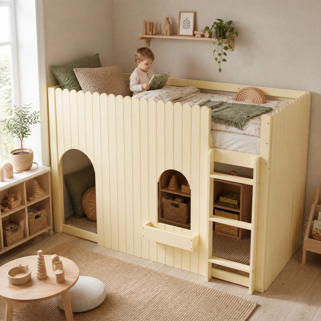 Letto a soppalco per bambini 90x200 cm con LED multicolore