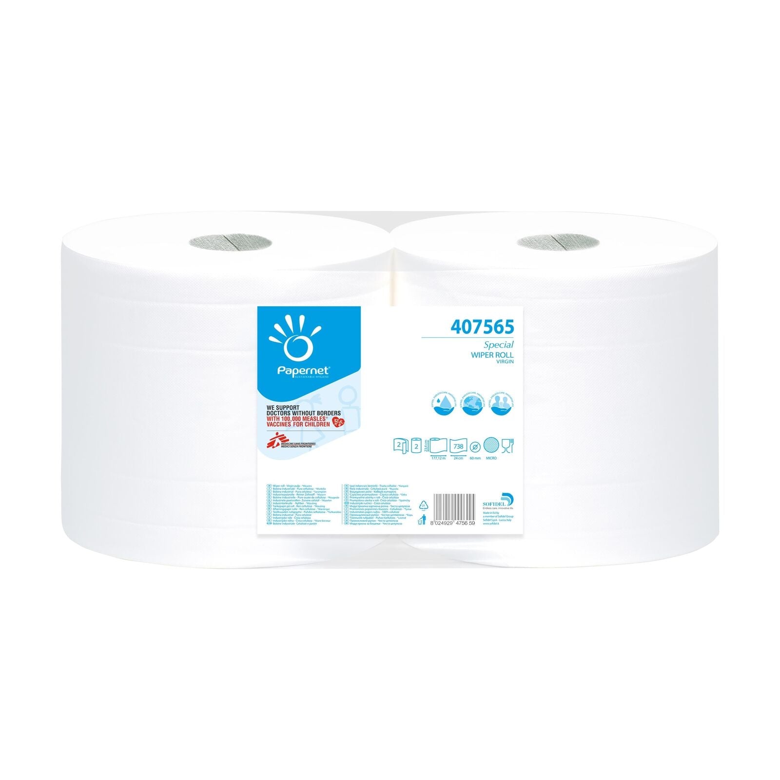 Papernet 407565 asciugamano di carta 738 fogli Cellulosa Bianco 177,12 m