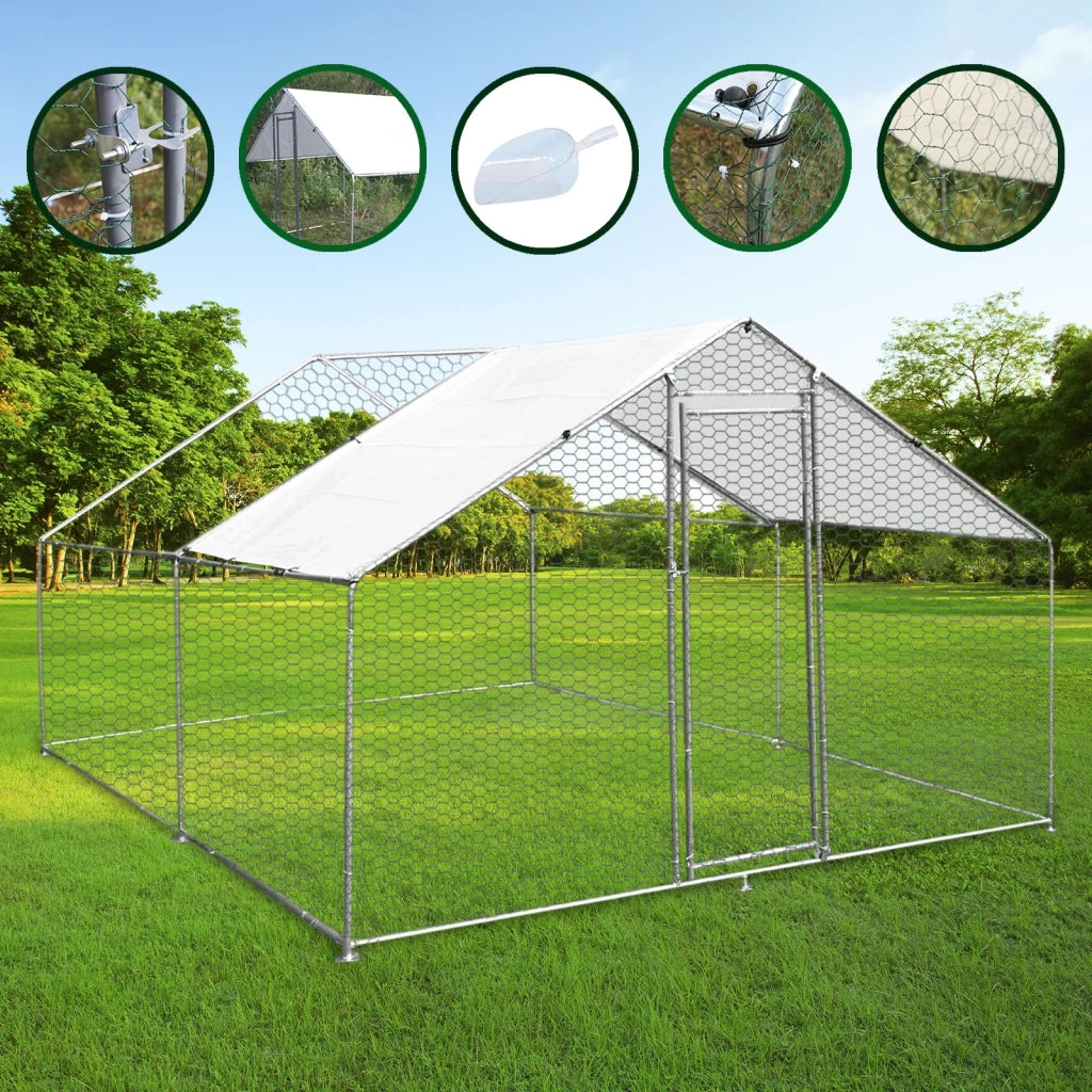 Gabbia Pollaio Recinto Recinzione Box Inox da Galline Pollame Polli 3m x 4m x 2m