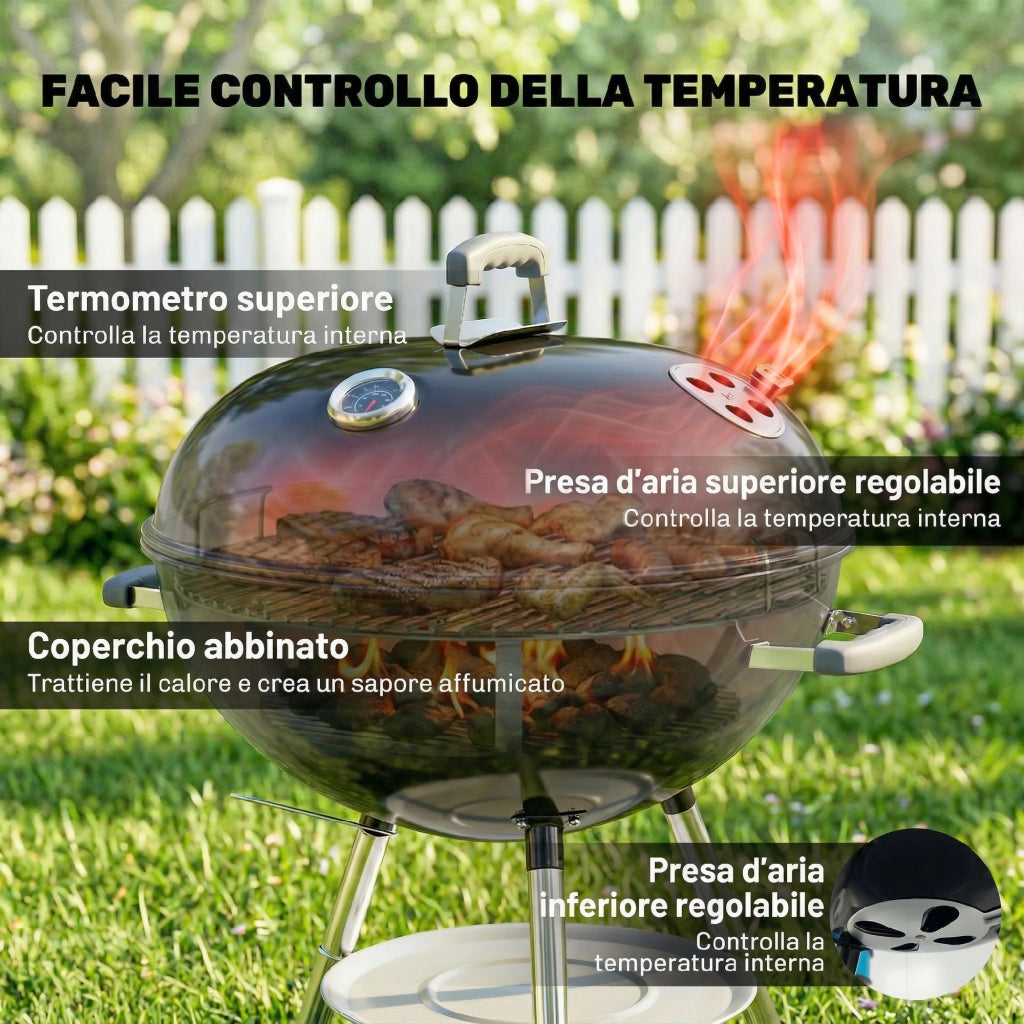 Barbecue a Carbone con Griglia Rotonda ¨C Zephmum ¨C Nero