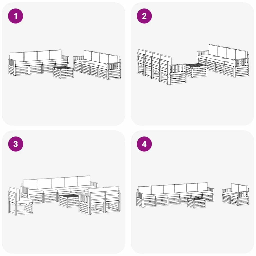 Set divani 9 pcs Naturale e Beige Legno di Acacia Massello 3374563