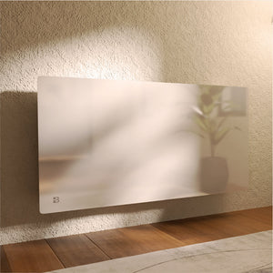 Radiatore elettrico fisso con frontale in vetro ceramico ad inerzia secca 2000W IRIS orizzontale bianco