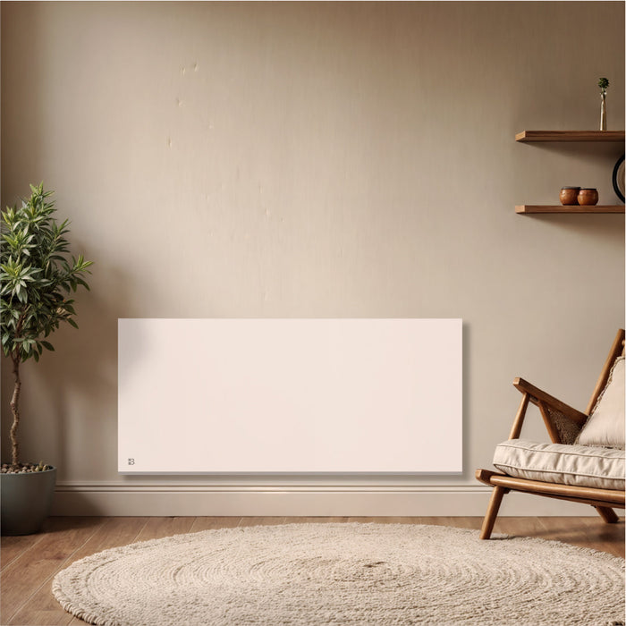 Radiatore elettrico fisso connesso WIFI con inerzia ceramica a secco 2000W NESSA CONNECT orizzontale bianco