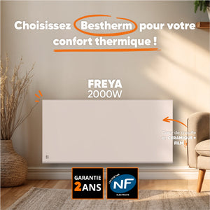 Radiatore elettrico fisso con inerzia a secco ceramica + pellicola 2000W FREYA orizzontale bianco
