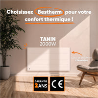 Radiatore elettrico fisso con inerzia secca ceramica 2000W TANIN orizzontale bianco