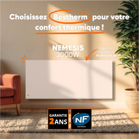 Radiatore elettrico fisso ad inerzia secca ghisa+pellicola 2000W NEMESIS orizzontale bianco