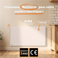 Radiatore elettrico fisso ad inerzia ceramica a secco 2000W ALBA orizzontale bianco