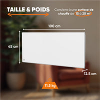 Radiatore elettrico fisso con inerzia a secco ceramica + pellicola 2000W FREYA orizzontale bianco