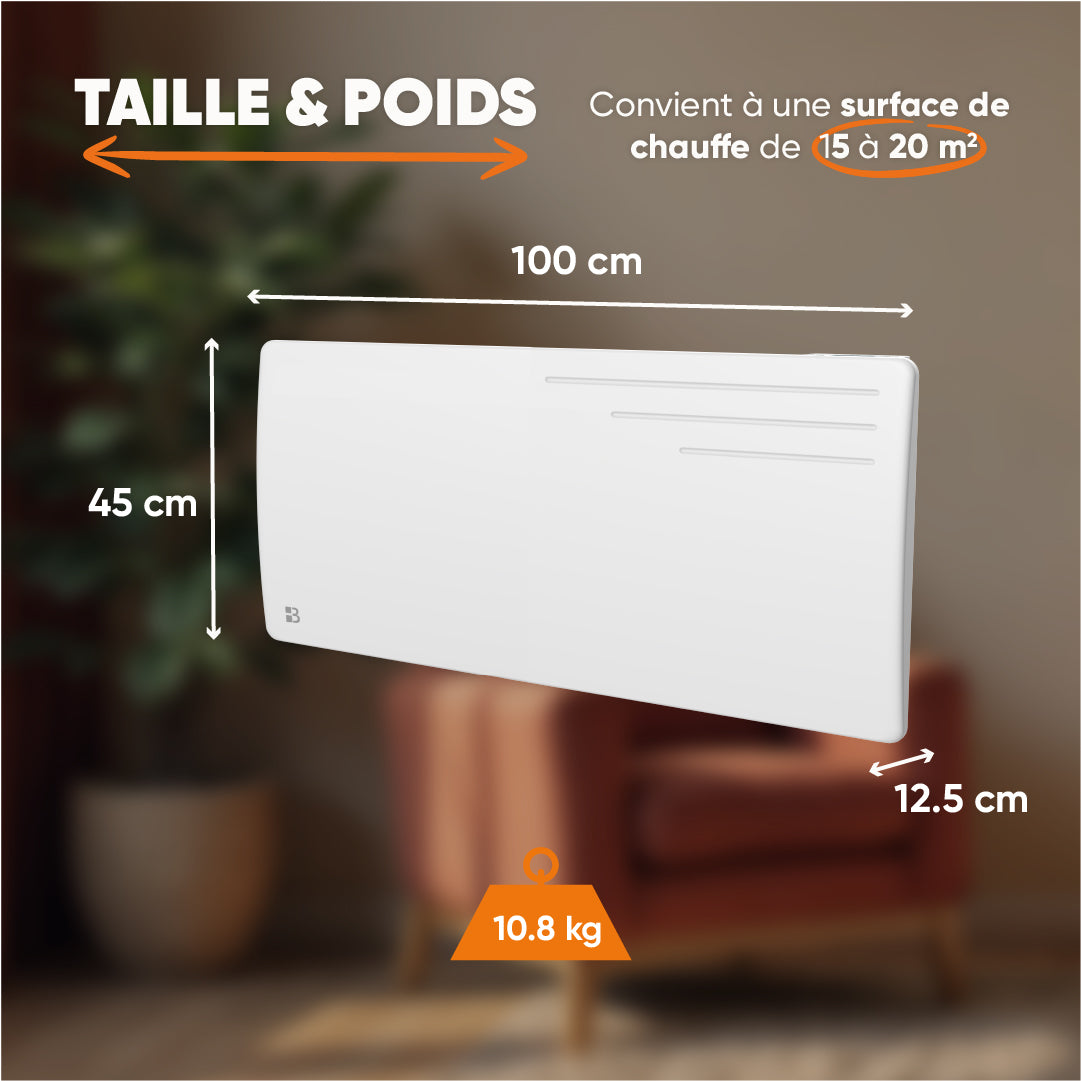 Radiatore elettrico fisso ad inerzia secca in ghisa 2000W MOTU orizzontale bianco
